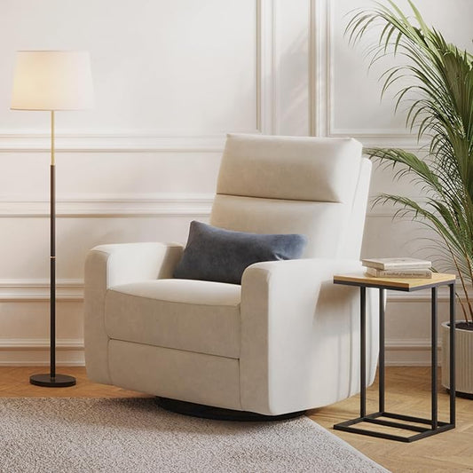 Nurture& The Glider Plus - Premium Nursery Power Recliner | Swivel Chair with Adjustable Head Support and Adjustable Lumbar Support | Built-in USB - The Ultimate Comfort for Nursing, Relaxing (Ivory)