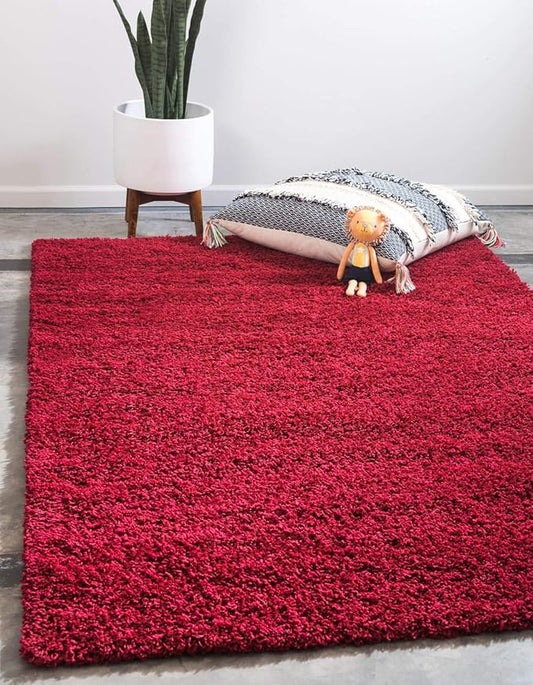 Unique Loom Solid Shag Collection Area Rug (2' 2" x 3' 1" Rectangle, Cherry Red)