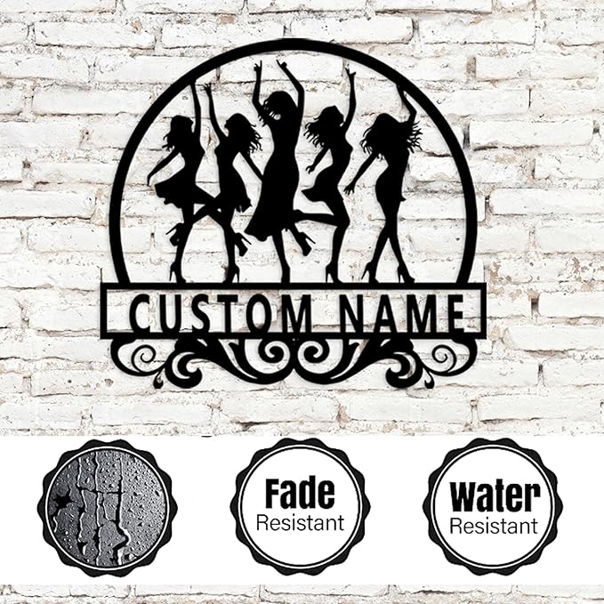 Custom Dance Girl Metal Sign with Dancer Silhouette - Personalized Wall Art for Dance Studio, Unique Teacher Gift, Add Name, Instructor Plaque for Home Decor,Bar, Dance Hall, Party Sign