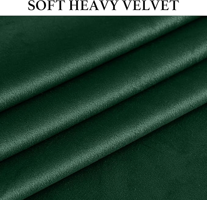 StangH Pinch Pleat Green Velvet Curtains for Bedroom, Super Soft Room Darkening Privacy Window Treatments Luxury Christmas Home Decor for Hotel Hall Theater, Dark Green, W52 x L84, 2 Panels