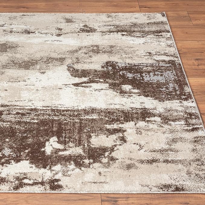 LUXE WEAVERS Euston Collection 7681 Brown 2x3 Modern Abstract Area Rug