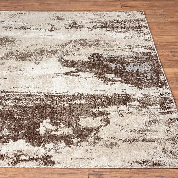 LUXE WEAVERS Euston Collection 7681 Brown 5x7 Modern Abstract Area Rug