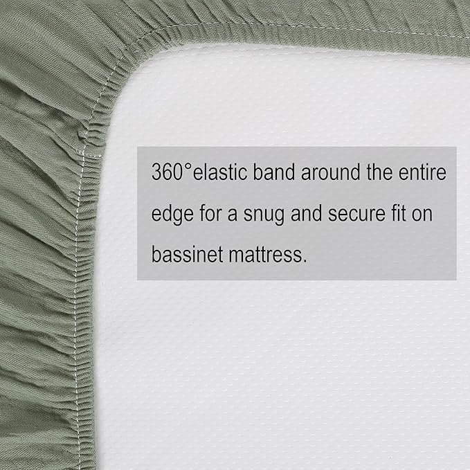 Onacosht Muslin Bassinet Sheets 3 Pack, 100% Cotton Baby Sheet 35" X 20" Compatiable with AMKE 3 in 1 Bassinets, MiClassic, Uiuwoo, Foalom, YADAQE, Milliard and TCBunny Bassinet, Green Floral Cactus