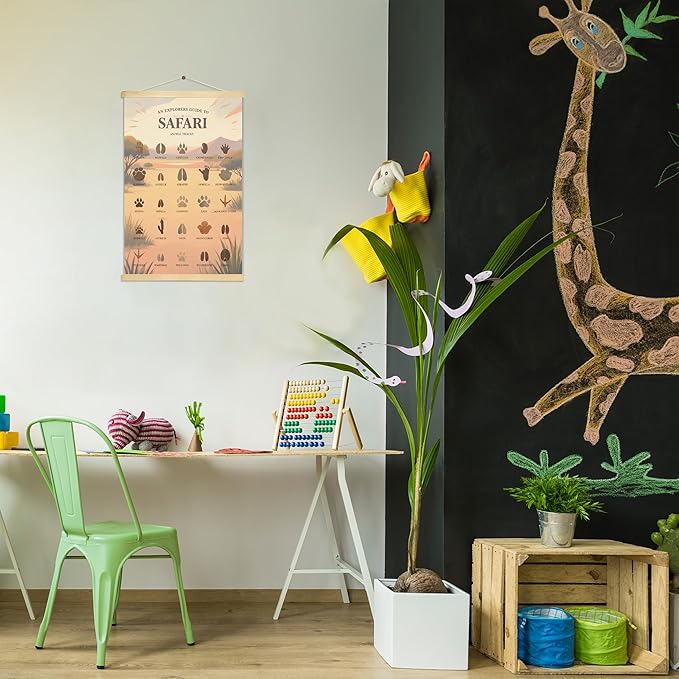 Slagindeco Safari Animal Tracks Hanging Poster, Jungle Nursery Decoration, Safari Theme Baby Room Decor