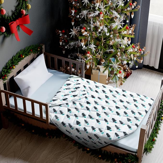 Baby Blanket, Soft Cozy Toddler Comforter Quilted with White Tree, Ultra Soft and Comfortable Down Alternative Crib Comforter, 39x47 Inches