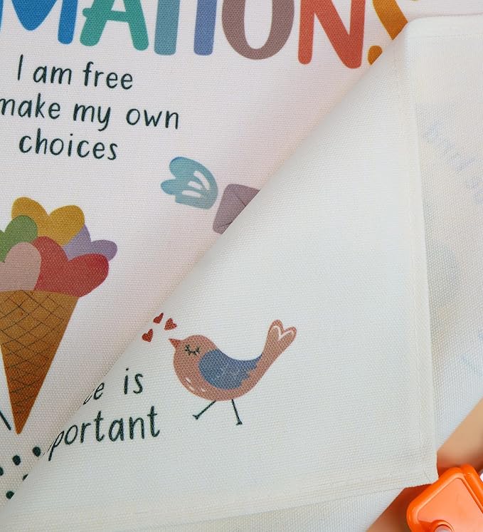 Mental Health Inspirational Rectangular Banner Flag Wall Sign Decor for Boy Girl Kid Teen,Classroom Therapy Office Homeschool Reading Room Bedroom Decor-Daily Affirmation-Birthday Christmas Gift