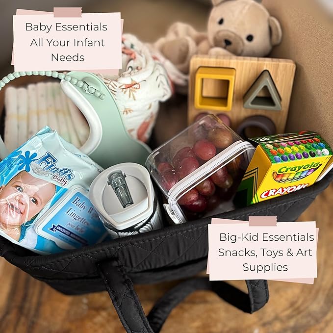 Adonia & Co Diaper Caddy Organizer – Large Nursery Storage Basket for Newborn Essentials – Portable & Machine Washable (Black)