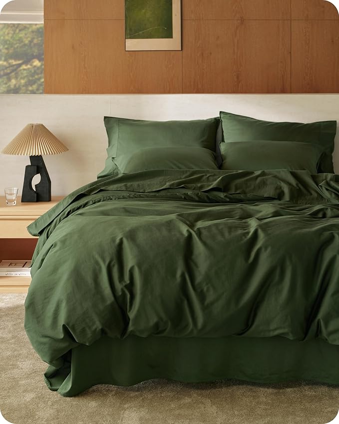 Bedsure Cotton Duvet Cover King, 100% GOTS Organic Cotton Duvet Cover Set, Fair Trade Certified King Bedding, Eco-Friendly, Ultra-Soft, Breathable Home Bedding for All Seasons(Olive Green, 104"x90")