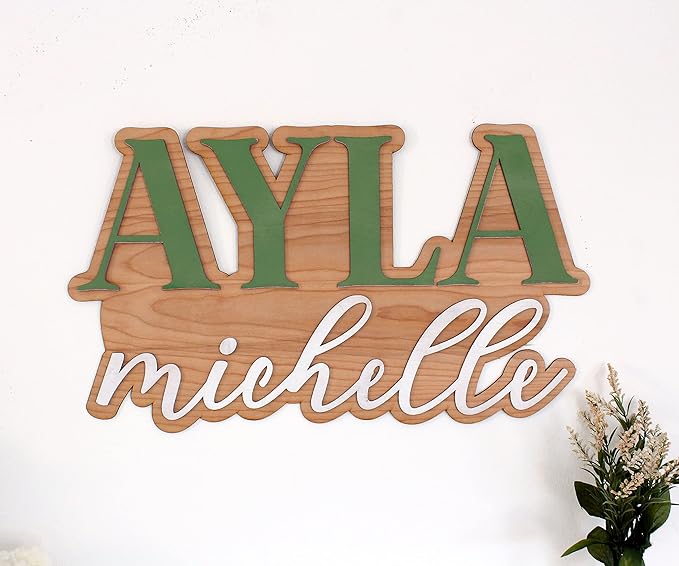 Large Wood Nursery Sign | Nursery name sign for Kids | Custom Wood Name Sign | 3D Wood Baby Name Sign (Green)