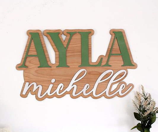 Large Wood Nursery Sign | Nursery name sign for Kids | Custom Wood Name Sign | 3D Wood Baby Name Sign (Green)