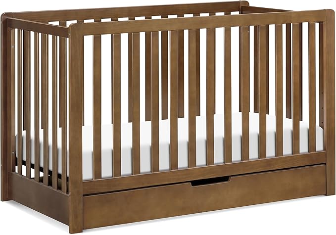 Carter's by DaVinci Colby 4-in-1 Convertible Crib with Trundle Drawer in Walnut, Greenguard Gold Certified, Undercrib Storage