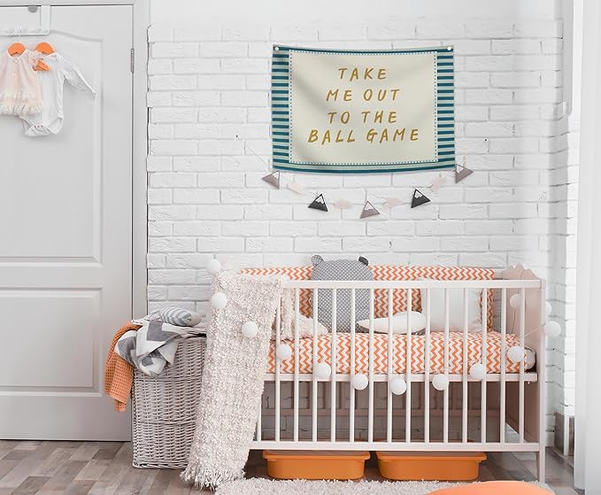 Boho Rectangular Banner Flag Wall Art Decor Gift for Baby Boy Kid,Nursery Boy Room Playroom Reading Room Front Decor-Take Me Out to the Ball Game-Baby Present Shower,Birthday Christmas Gift