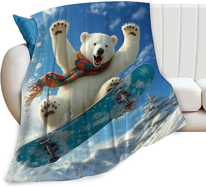 Polar Bear Blanket Funny Polar Bear Throw Blanket Soft Cozy Fleece Fuzzy Plush Warm Stuff Bedding Nursery Toddler Baby Blankets Gifts for Boys Girls Kids Adult Men Women 50"X60"