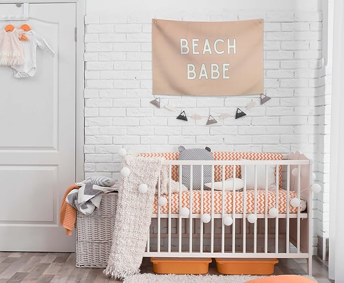 Boho Rectangular Banner Flag Pennant Wall Decor Gift for Baby Boy Girl Kids,Nursery Above Crib Playroom Reading Room Bedroom Living Room Decor-Beach Babe-Baby,Shower Birthday Christmas Gift