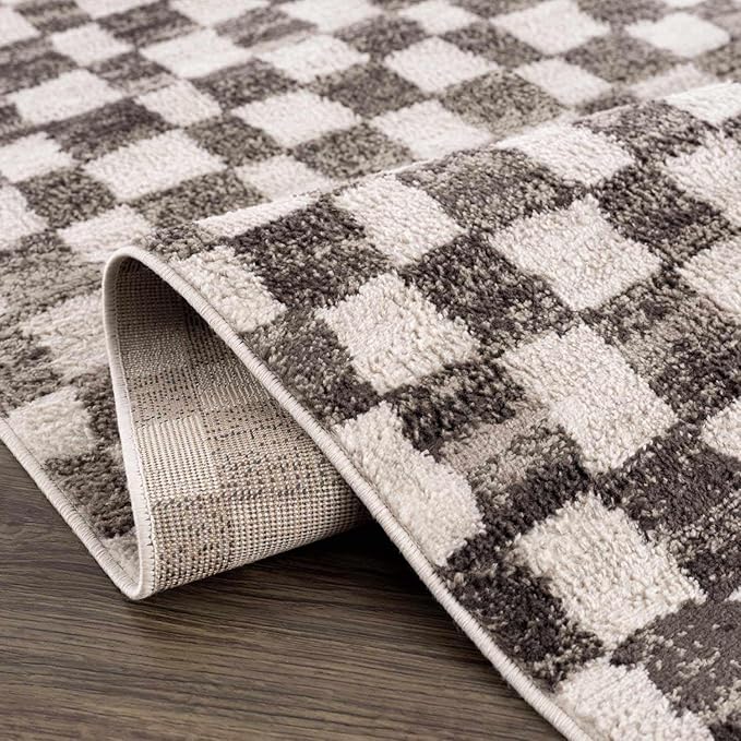 Hauteloom Benjy Living Room, Bedroom Area Rug - Contemporary - Cream, Charcoal - 18" x 18"
