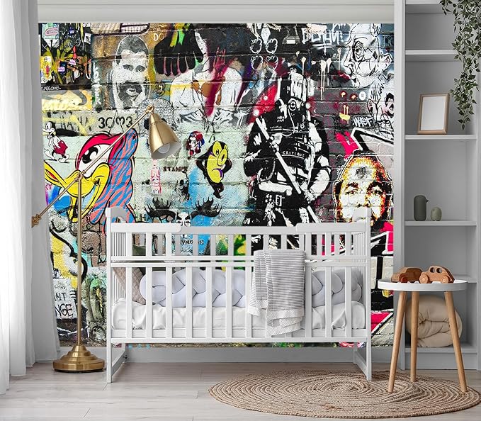 XMPMBM-Graffiti Art backsplash Large Decorative Wallpaper Bedroom Bathroom Nursery Room Wall Mural- W 132" X H 92" M - W 132" X H 92"（93 Square Foot）