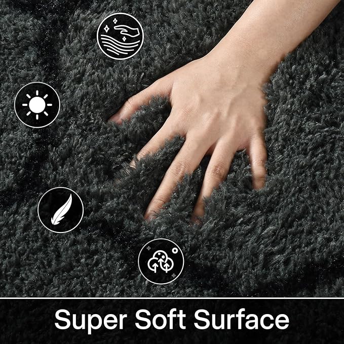 Meralax Hexagon Grey Rugs for Living Room Bedroom, 5x8 Soft Area Rug Fluffy Shaggy Bedside Rug, Machine Washable Indoor Gray Floor Carpet for Kids, Dorms, Nursery Rooms, Home Decor Aesthetic