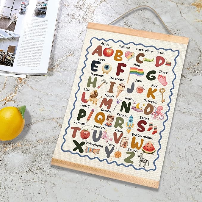 Kids Alphabet Educational Chart 2 for Classroom Decor,Colorful Educational Poster for Toddlers 1-3,Toddler Learning Poster for Kids Ages 3-5 for Nursery Playroom,Classroom Must Haves 14x18.5Inch(Colorful-06)