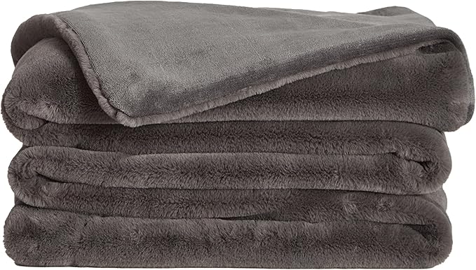 UnHide Lil’ Marsh - Faux Fur Blanket - Durable, Lightweight, Extra Soft Blanket - Machine Washable - Add Softness to Any Bed, Couch, or Reading Chair - Charcoal Charlie, Medium (60” x 80”)