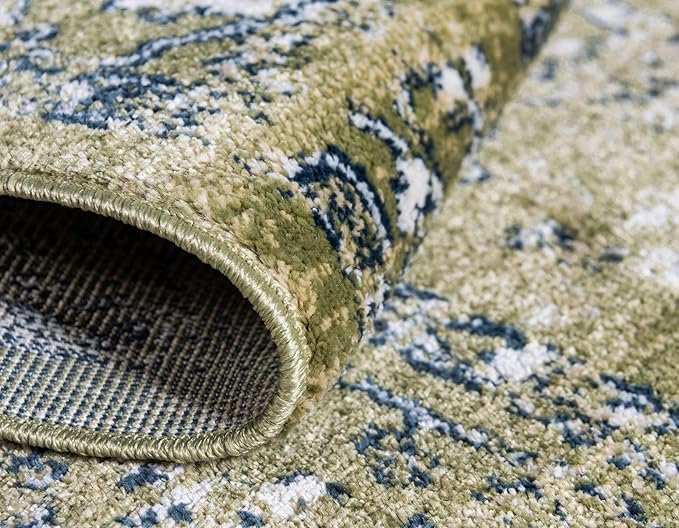 Rugs.com Charleston Collection Rug – 9' x 12' Green Low-Pile Rug Perfect for Living Rooms, Large Dining Rooms, Open Floorplans
