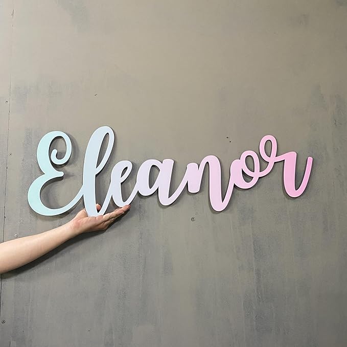 Custom Wood Name Sign For Nursery, 1/3 INCH THICKNESS, Boho Nursery Sign, Family Name Signs, 3D Wall Art for Children & Kids Rooms, Baby Shower, First birthday gift(First Name)