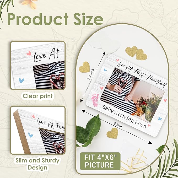 Love at First Sight Baby Picture Frame - Gender Reveal Decorations and Baby Shower Gifts for New Mom Grandparent Pregnancy Announcement Newborn Nursery 4 X 6 Inch Christmas Photo Picture Frame - A05