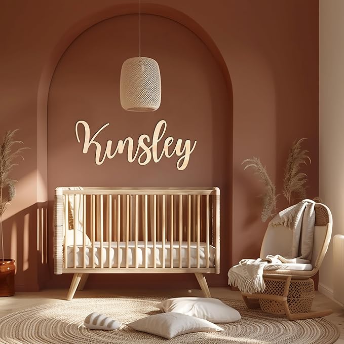 Personalized Name Sign for Nursery - Custom Wooden Name Signs for Kids Room, Personalized Nursery Name Sign - Perfect Baby Room Decor, Wall Name Decoration & Wedding signs, Family Name Signs (Single Name)