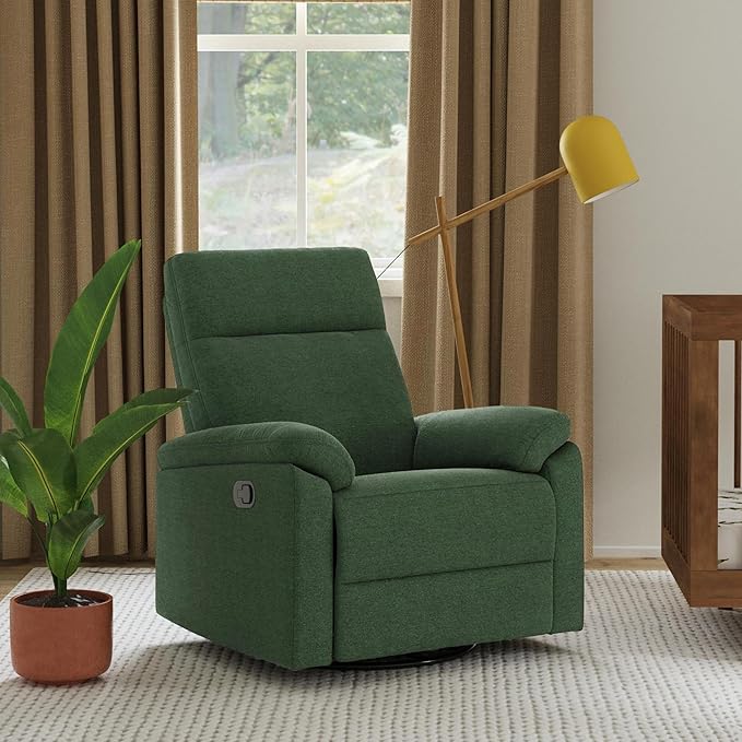 DaVinci Suzy Glider Recliner Nursery Chair - Versatile Glider Rocking Chair for Nursery and Living Room - GREENGUARD Gold, FSC & Certi-PUR US Certified - 360° Swivel Rocker Recliner - Pine Green