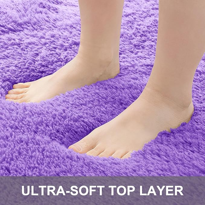 OLANLY 2x8 Machine Washable Runner Rugs for Hallway, Soft Fluffy Shaggy Bedside Rugs for Bedroom, Living Room, Indoor Floor Carpet for Kids Girls and Boys, Nursery Rooms, Home Decor Aesthetic, Purple