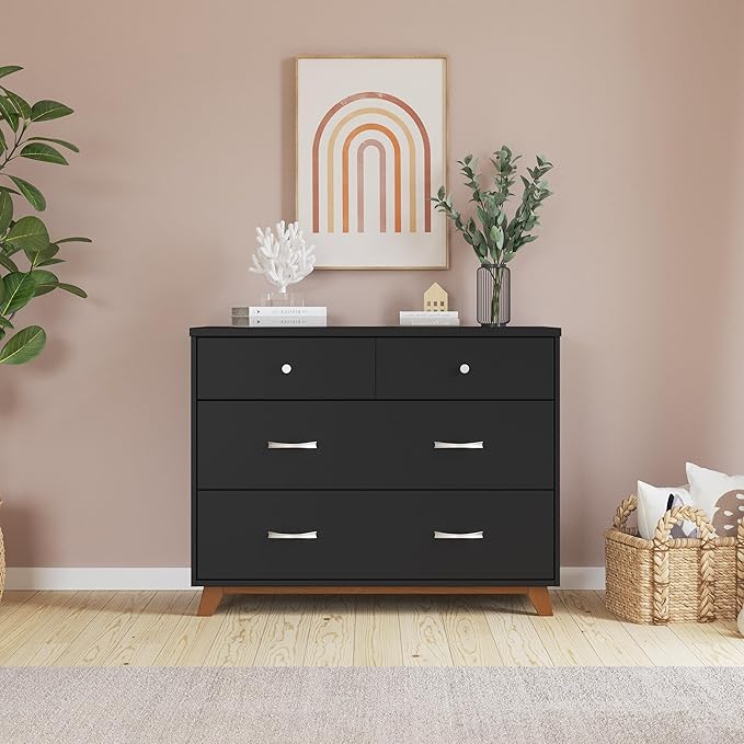Child Craft SOHO Crib, 3-Drawer Dresser, Chest, 3-Piece Nursery Set, Includes 4-in-1 Convertible Crib, Dresser, Chest (Ebony)