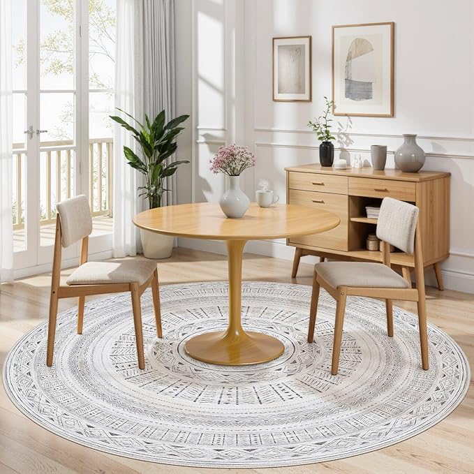 Area Rugs for Living Room Washable Living Room Rug Soft Neutral Indoor Floor Carpet Non-Slip Stain Resistant Modern Boho Rugs for Bedroom Dining Room Kids Room Nursery Office Home Dark Grey