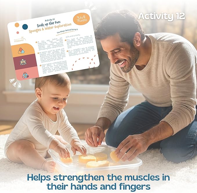 Montessori Baby Activity Cards 0-12 Months | 40+ Creative Playtime Activities to Stimulate Development for Babies| Includes High Contrast Cards and Tummy Time Mirror| Baby Must Haves| New Parent Gift