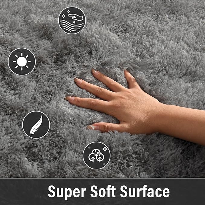Merelax Soft Area Rugs for Livingroom Bedroom, Shaggy Plush Fuzzy Fluffy Carpet Furry Fur Rug, Modern Indoor Comfy Nursery Kids Dorm Home Decor Floor Mat, 6 x 9 ft, Charcoal