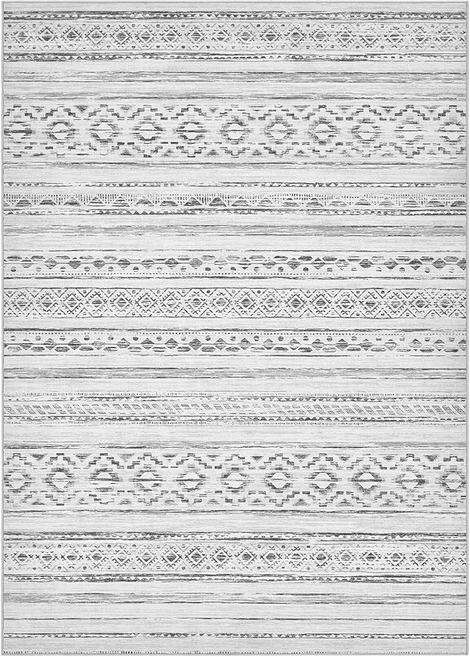 Area Rugs for Living Room Washable Living Room Rug Soft Neutral Indoor Floor Carpet Non-Slip Stain Resistant Modern Boho Rugs for Bedroom Dining Room Kids Room Nursery Office Home Cream Grey