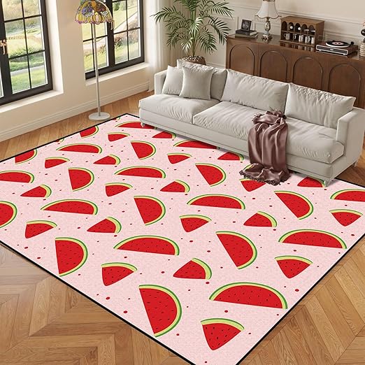 Watermelon Area Rugs for Bedroom Dorm Living Room Red Cute Throw Rug Floor Mat Pad Doormat Carpet, 6' x 9'(180x275cm)