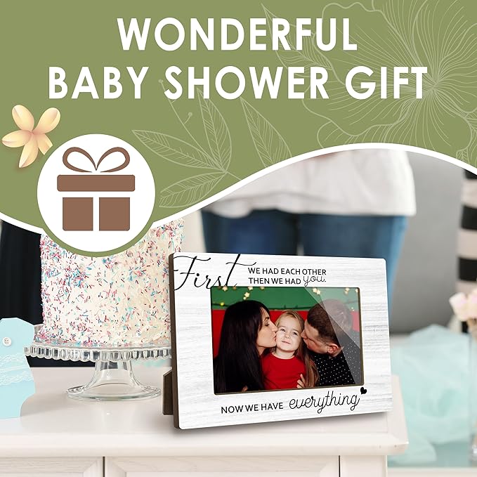 First Christmas Baby Picture Frame - Gender Reveal Decorations and Baby Shower Gifts for New Mom Grandparent Pregnancy Announcement Newborn Nursery 4 X 6 Inch Family Keepsake Frame - A14