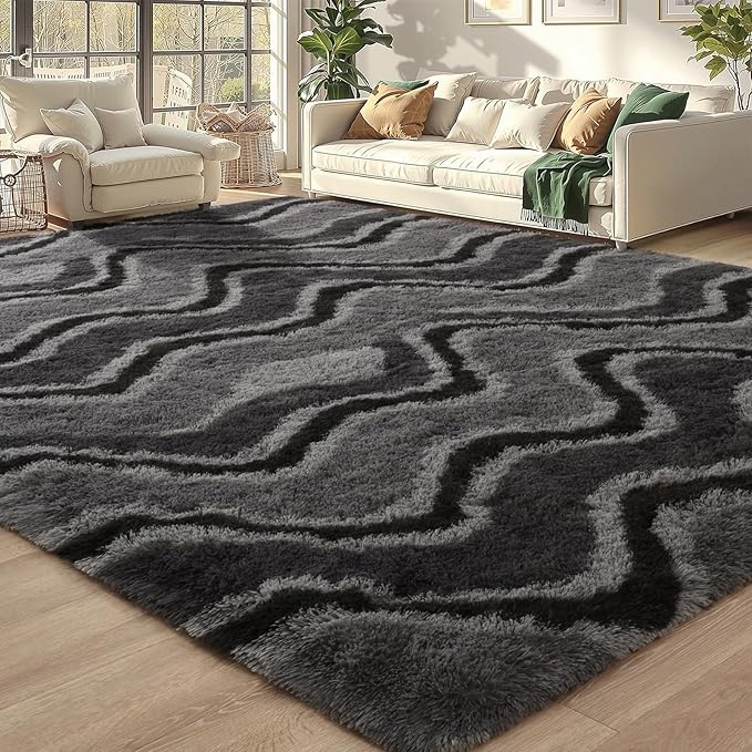Meralax Grey Rugs for Living Room Bedroom, 4x6 Soft Area Rug Fluffy Shaggy Bedside Rug, Machine Washable Indoor Gray Floor Carpet for Kids Girls Boys, Dorms, Nursery Rooms, Home Decor Aesthetic