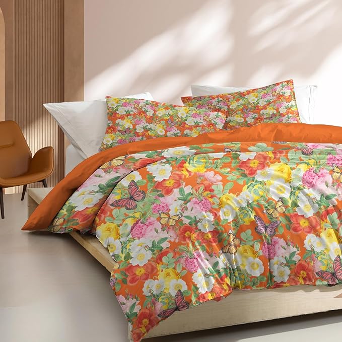 MAGRACE Duvet Cover King Size, 100% Cotton Duvet Cover Set, 3 PCS 800TC Ultra Soft Vivid Floral Bedding Look Luxurious Feel Modern Comforter Cover with 8 Corner Ties
