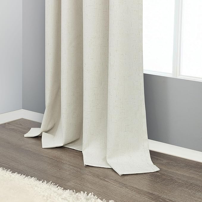 Pitalk 72 Inch Curtains for Living Room Black Out Linen Back Tab Loops Room Darkening Blackout Thermal Insulated Curtain for Bedroom 72 Inch Length 2 Panels Set Cream Ivory Off White Wide 38 x 72 Long