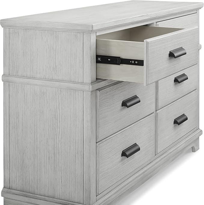 Delta Children Simmons Kids Asher 6 Drawer Dresser with Changing Top, Fully Assembled, Greenguard Gold Certified, Rustic Mist