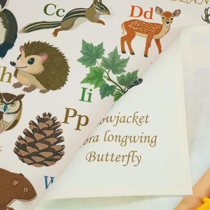 Alphabet poster for Nursery Toddlers,Playroom Wall Decor,ABC Wall Chart,Wall Rectangular Decor for Toddler Playroom Decor Kids Wall Décor-Woodland Alphabet-Banner Flag Wall Sign Decor Gift