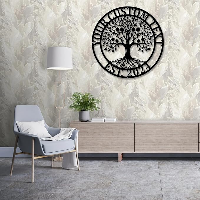 Established Family Tree Name Sign, Metal Name Signs Personalized, Tree of life Wall Art, Last Name Welcome Sign, Personalized Housewarming/Wedding Gift, Living Room/Porch/Outdoor Decor