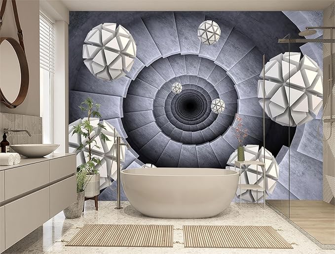 XMPMBM-3d planar Fabric Nursery Room Wallpaper Grey Abstraction Art Bathroom Wall Mural-W 154" X H 105"（112 Square Foot）