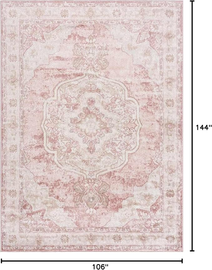 BoutiqueRugs Kandos Traditional Area Rug - Plum, Pale Pink, Cream - 8'10" x 12'