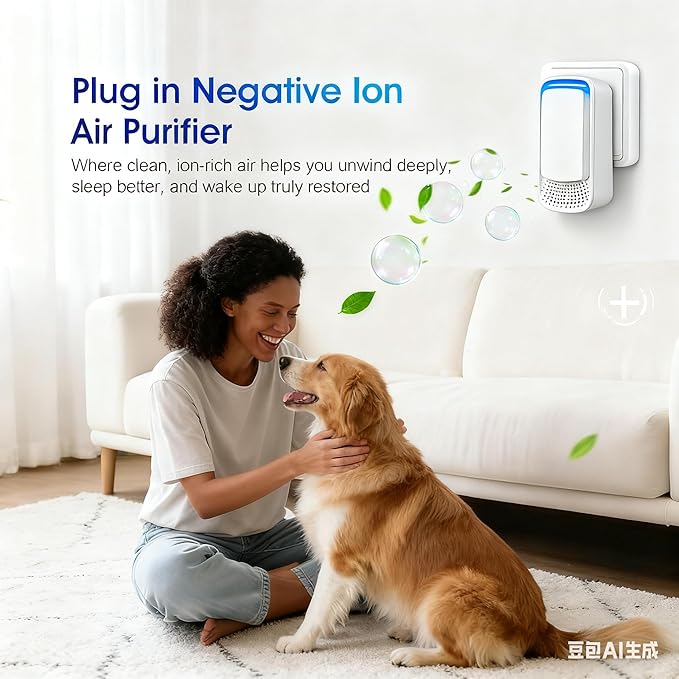 Plug In Air Air Purifier Small Mini Negative Ion Air Purifiers Quiet Ion Generator Portable Air Freshener Cleaner Ionizer for Home Bedroom Office Basement Smoke Pet Smell (4 Pack）