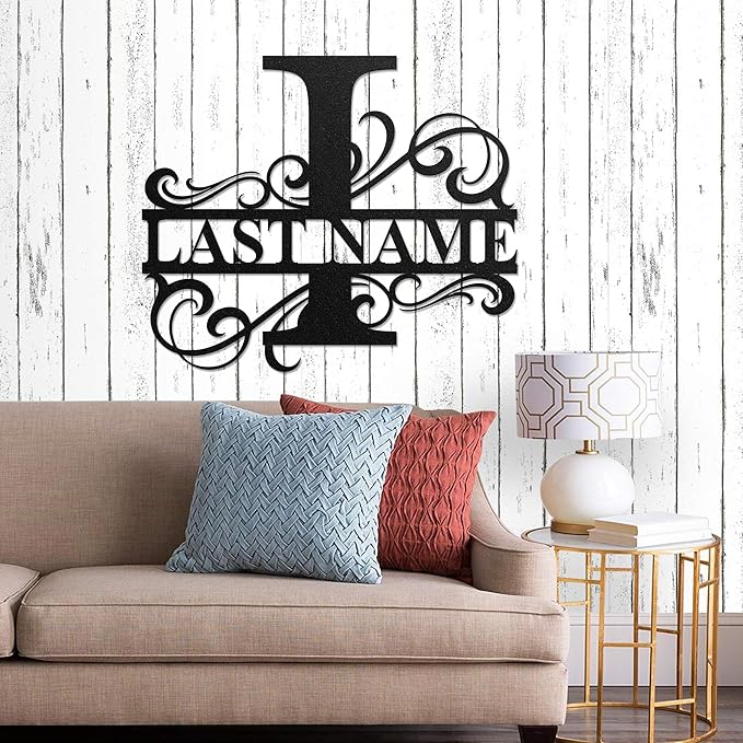 LULLBABYMALL Custom Metal Signs - Last Name Sign, Split Letter Monogram, Letter I, Family Name Wall Art, Outdoor Metal Signs, Personalized Wedding Gift