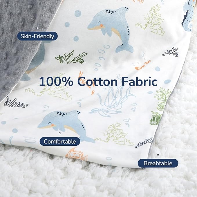 Baby Blankets for Unisex Boys Girls, Reversible Super Soft Blankets for Toddlers with Cotton Front and Dotted Fleece Backing, Lightweight and Warm Crib Blanket for All Seasons 30"x40"(Whale)