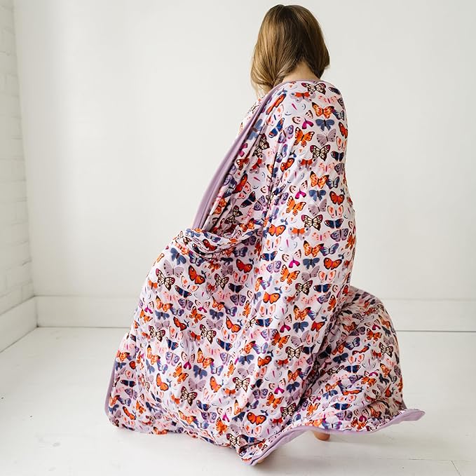 Little Sleepies Cloud Blanket, Soft Viscose from Bamboo Toddler & Baby Blanket for Boys & Girls, Lightweight, Perfect for Hot Sleepers, 50" x 50", Large (Butterfly Kisses)