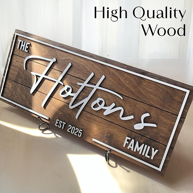 Personalized Family Name Sign - Custom Art Deco Last Name Wood Wall Decor Plaque, Rustic Farmhouse Style Wedding Gift, Housewarming Gift, Custom Wooden Wall Hanging with Established Date, Large Wall Art for Living Room or Entryway