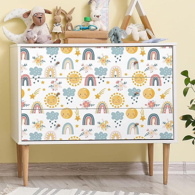 CHIHUT Peel and Stick Wallpaper Kids Cute Star Cloud Rainbow Wallpaper for Girls Bedroom Decorative Colorful Rainbow Contact Paper Removable Self Adhesive Wall Paper Mural for Nursery Wall 17.7”x100”